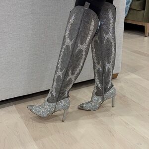 Gianni Bini Silver Over the Knee Boots